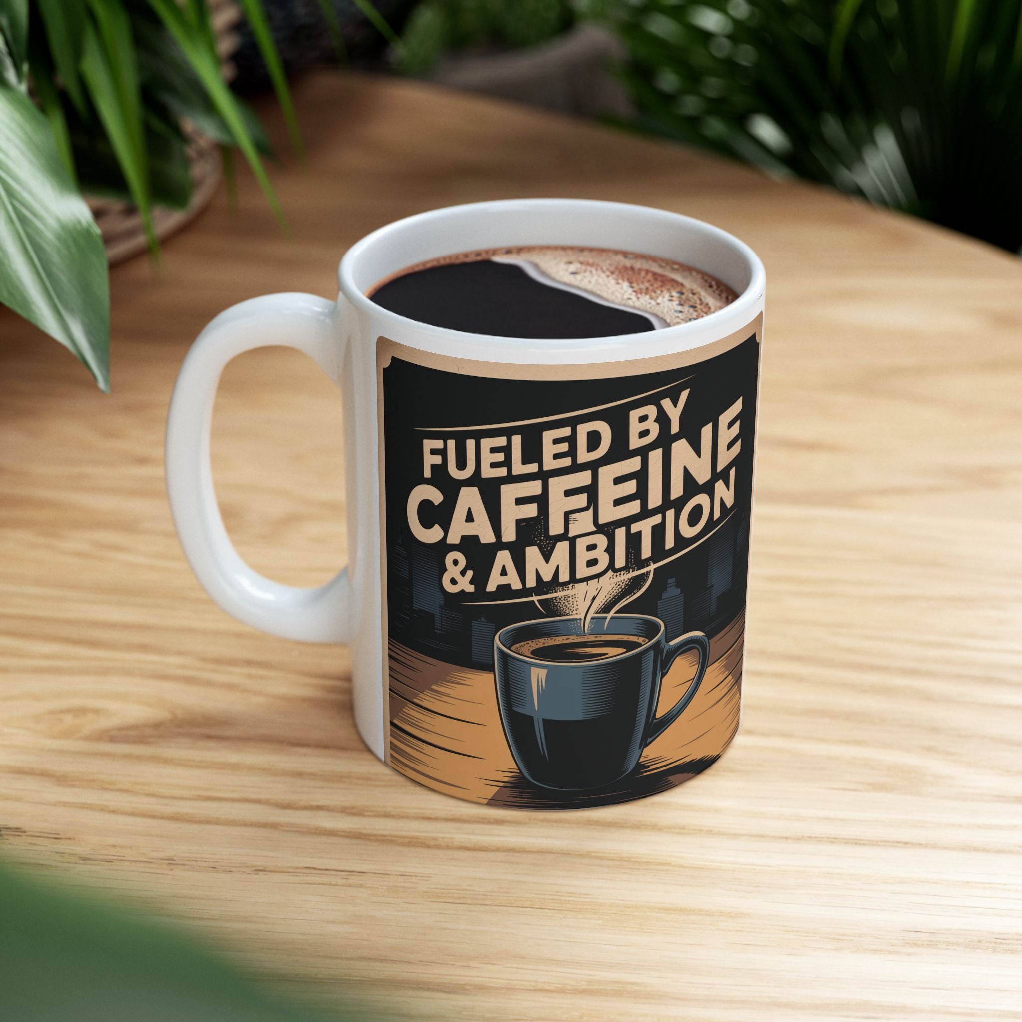 Fuel Your Ambition Ceramic Mug - Coffee Lover Gift, Motivational Mug, Unique Kitchen Decor, Birthday Gift, Caffeine Enthusiast